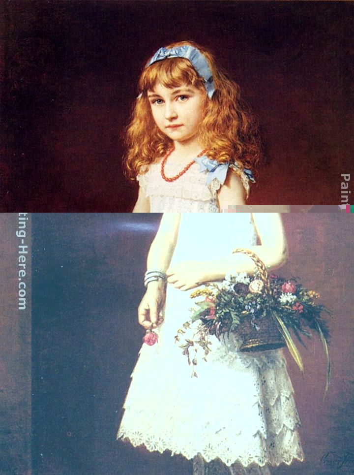 Conrad Freyberg A Young Girl With A Basket Of Flowers